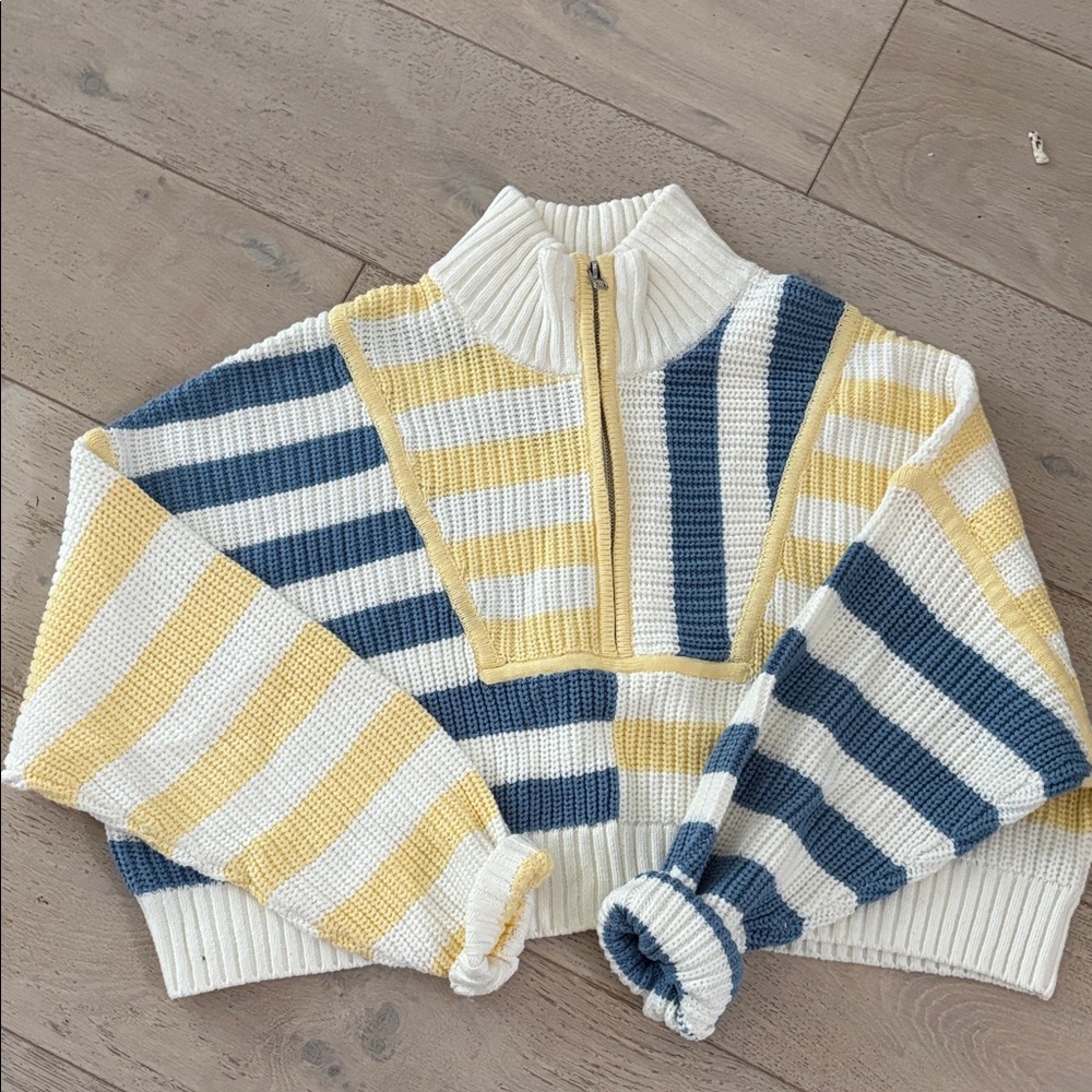 STAUD Multicolor Striped Turtleneck Sweater